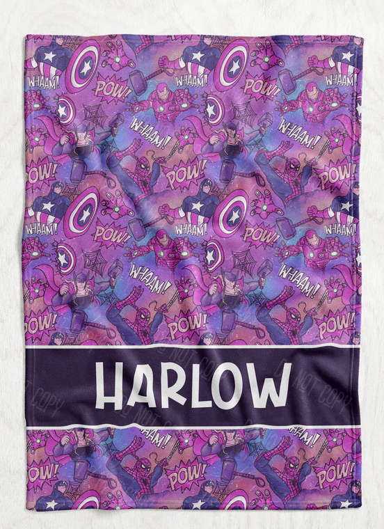 Personalized Girl's Comic Hero Inspired Blanket