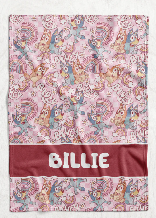 Personalized Dog Rainbow Crayon Inspired Blanket