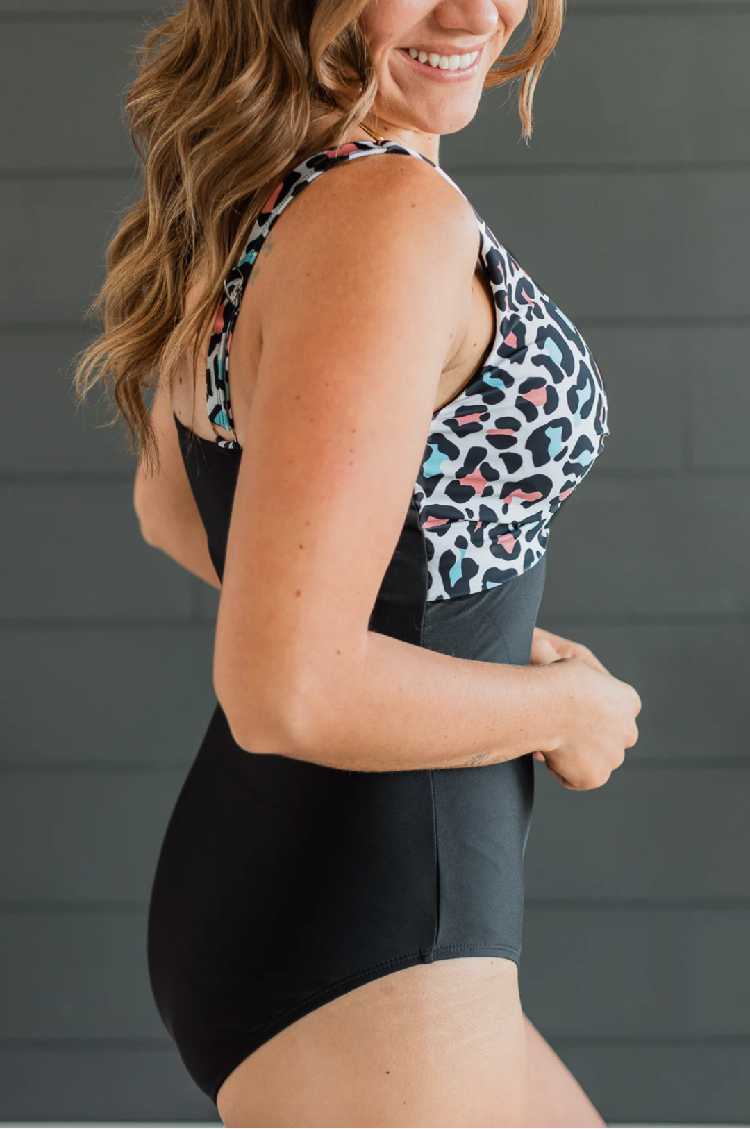 From The Shore One-Piece Swimsuit- Black & Multi-Color Leopard