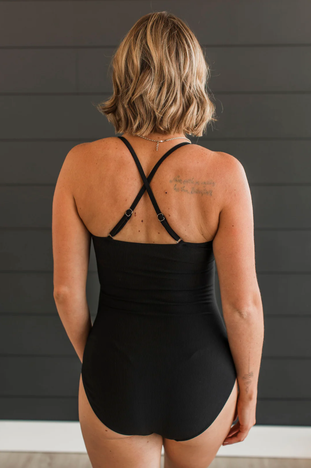 Vacation Everyday Ribbed One-Piece Swimsuit- Black