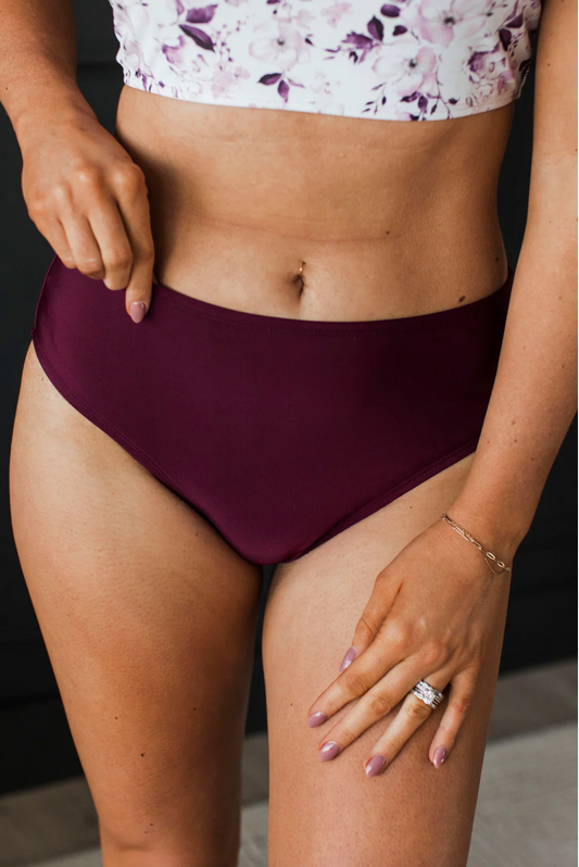 Bask In The Sun Swim Bottoms- Burgundy