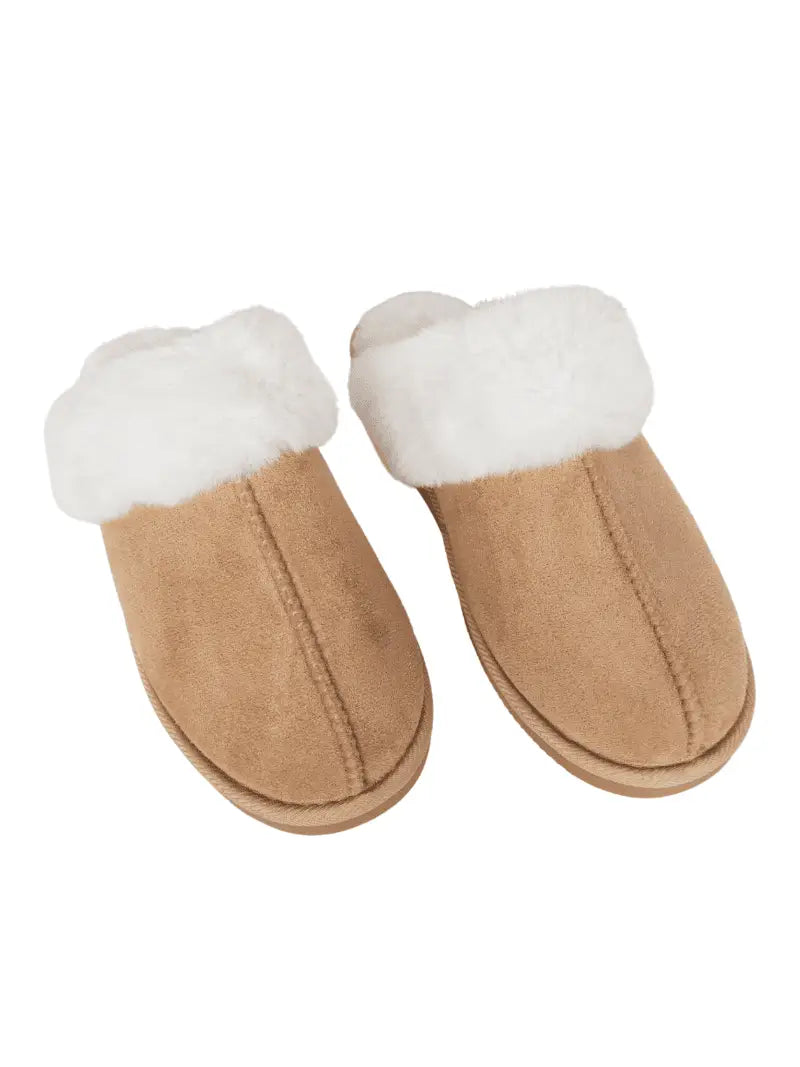 Sand Faux Fur Slip-On House Shoes