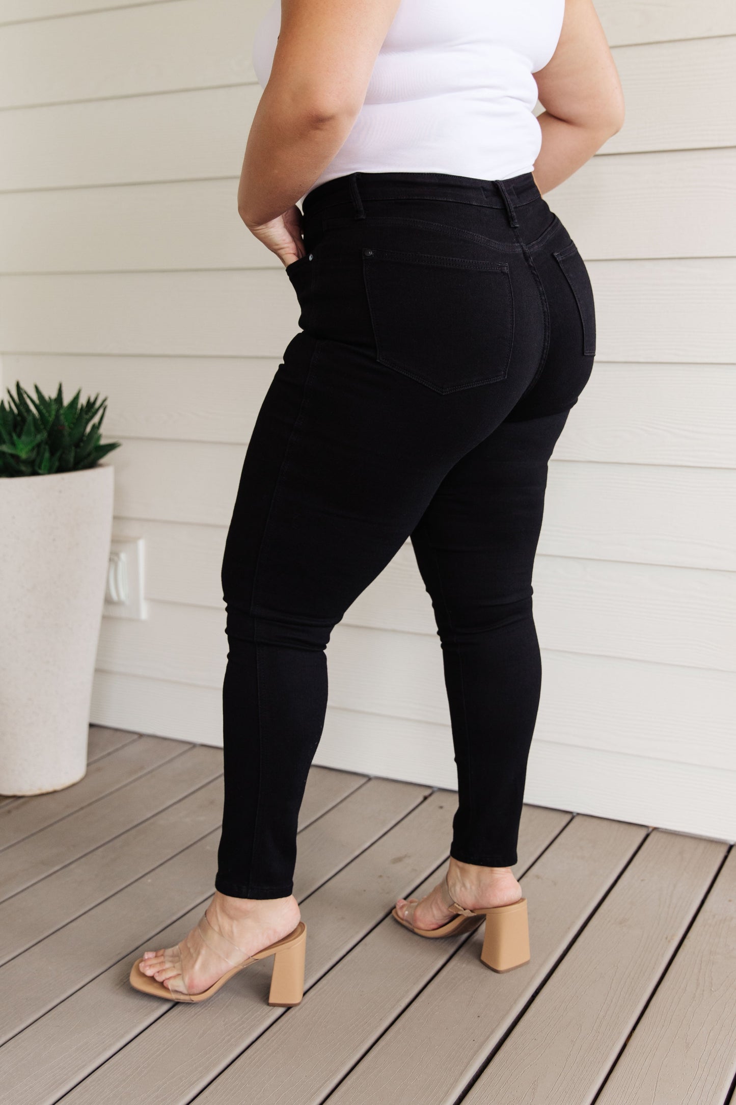 Audrey High Rise Judy Blue Tummy Control Classic Skinny Jeans in Black
