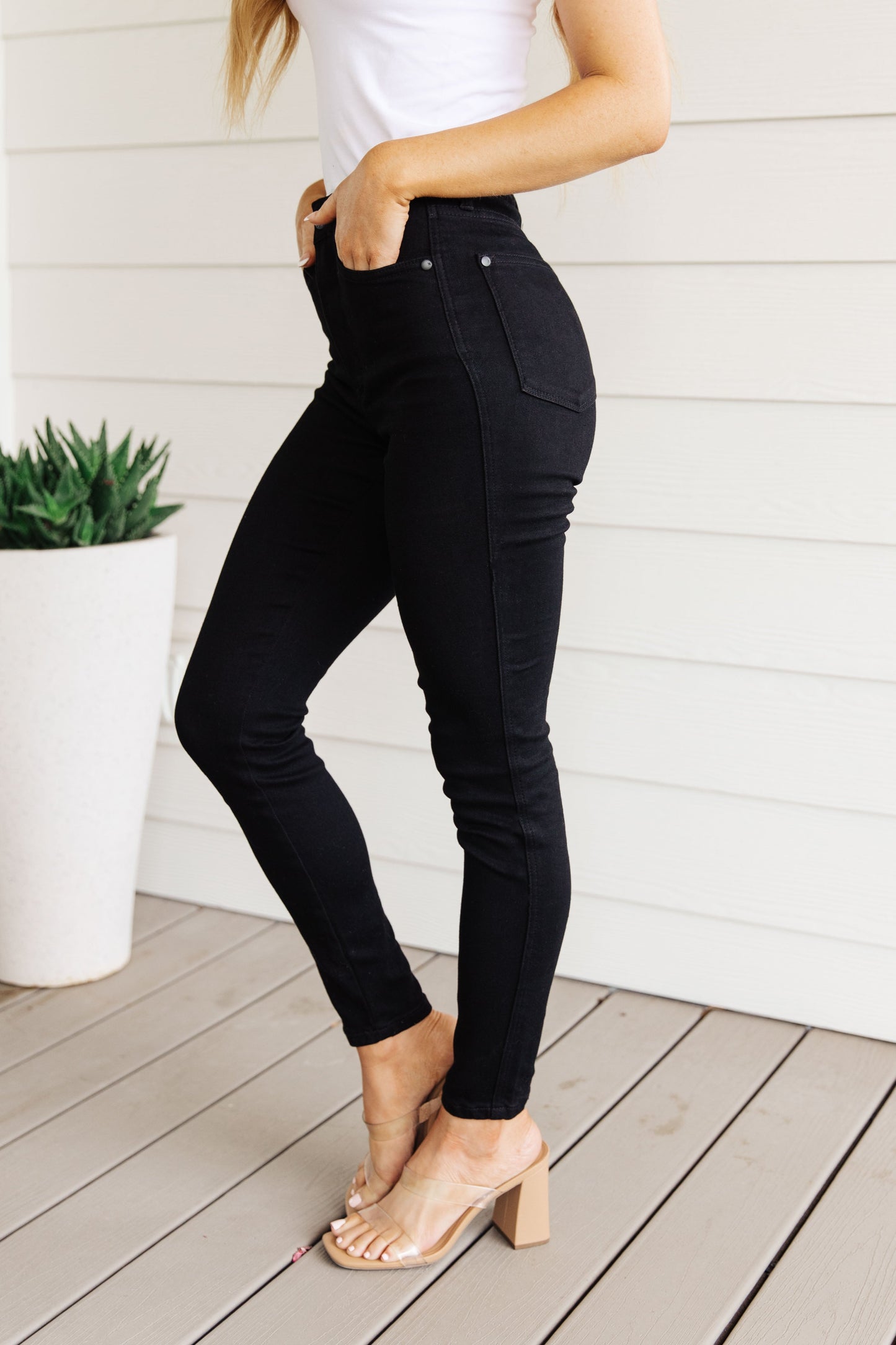 Audrey High Rise Judy Blue Tummy Control Classic Skinny Jeans in Black
