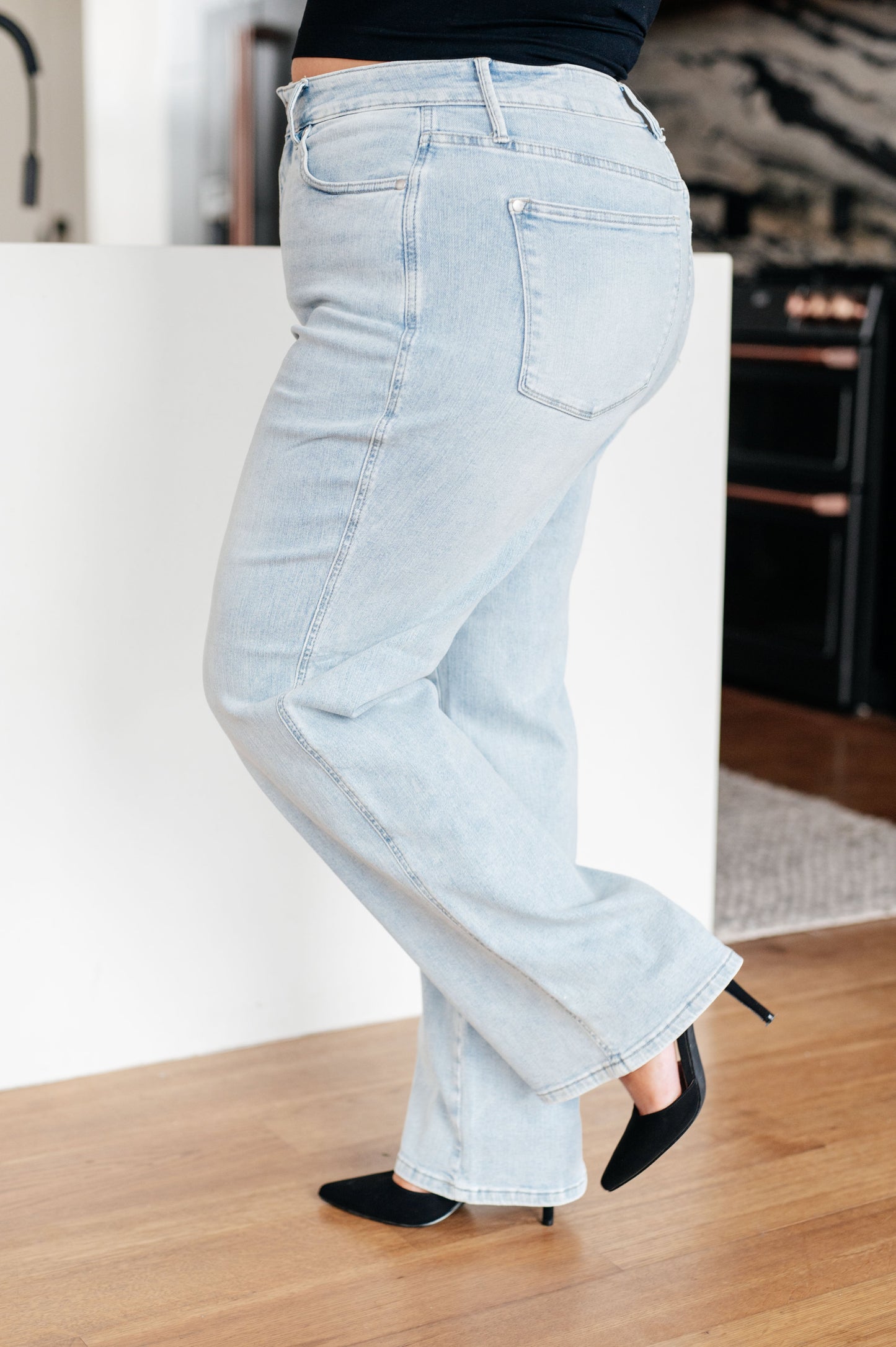 Brooke Judy Blue High Rise Tummy Control Vintage Wash Straight Jeans