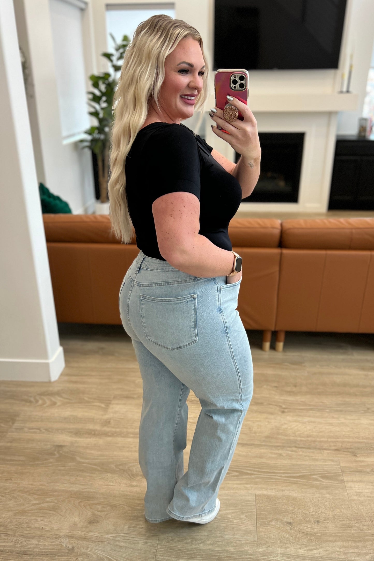 Brooke Judy Blue High Rise Tummy Control Vintage Wash Straight Jeans