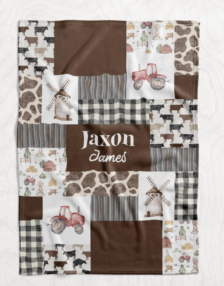 Personalized Watercolor Farming Blanket