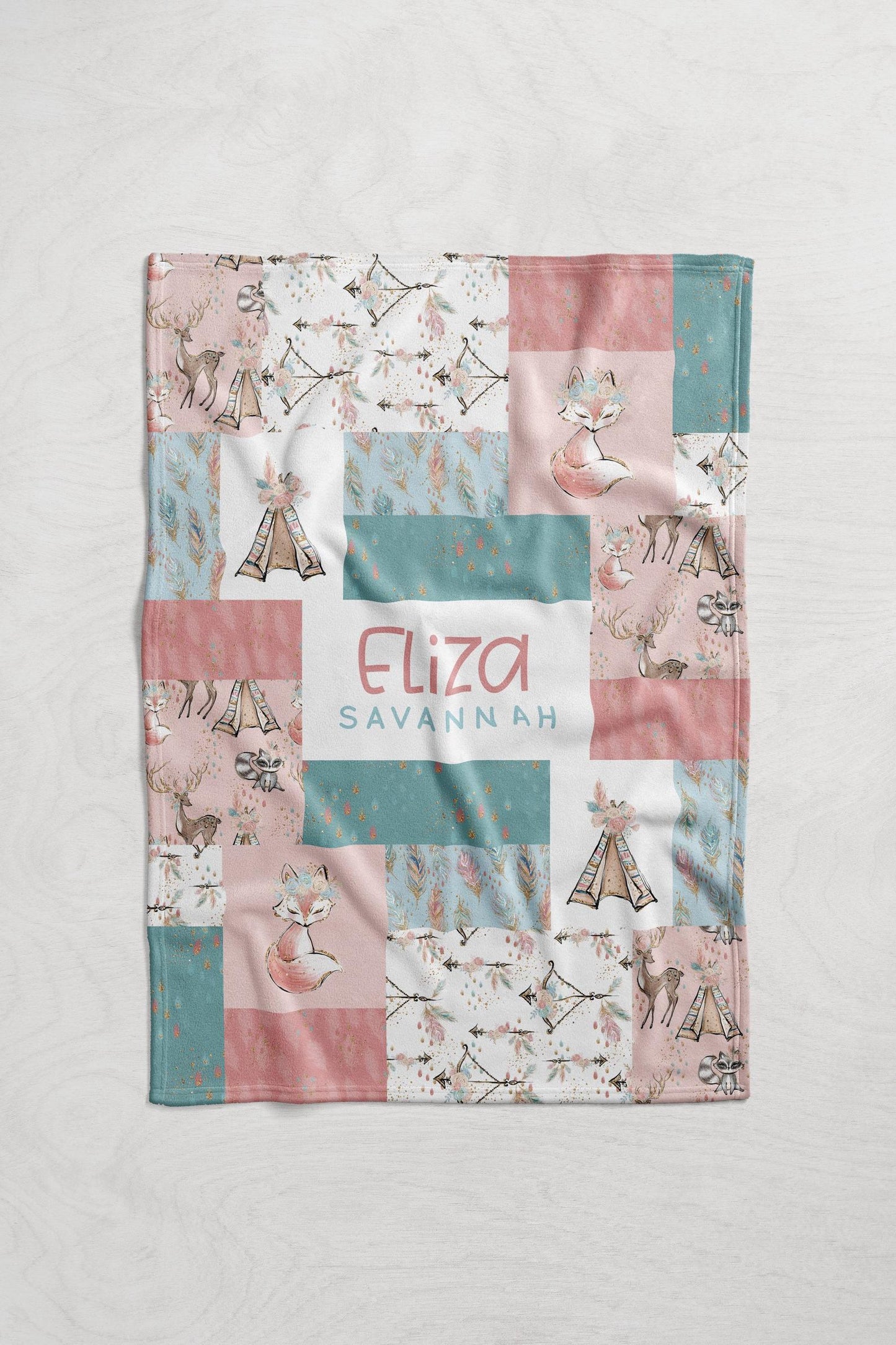 Personalized Girls Fox/Boho Blanket