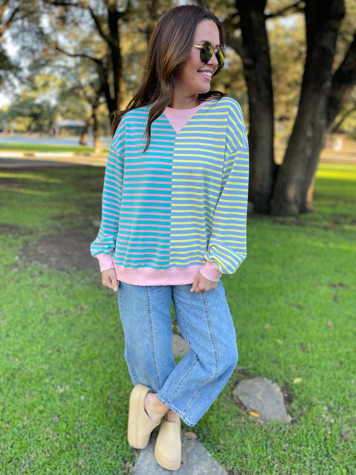 PREORDER: Step By Step Stripe Sweatshirt in Four Colors