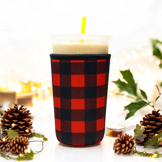Holiday Insulated Iced & Hot Coffee Sleeve - Buffalo Plaid