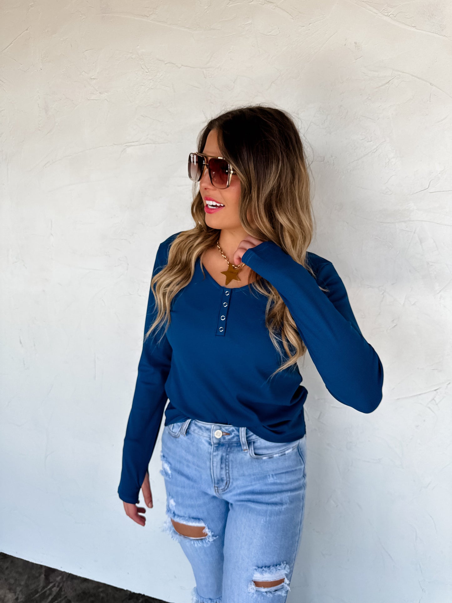 PREORDER- FALL BROOKLYN SNAP HENLEY TOP