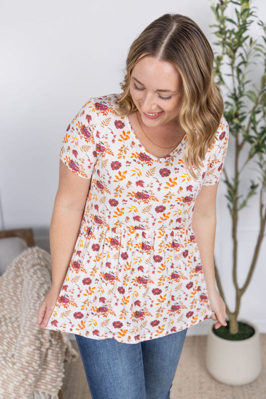 ARRIVED Sarah Ruffle Short Sleeve - Autumn Floral