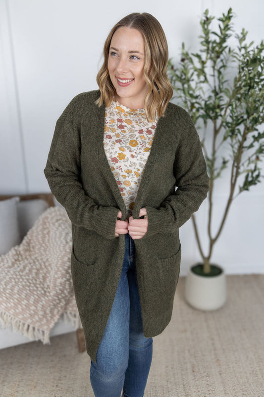 ARRIVED Madison Cozy Cardigan - Dark Olive