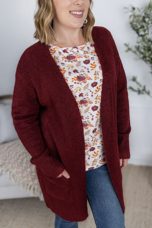 ARRIVED Madison Cozy Cardigan - Burgundy