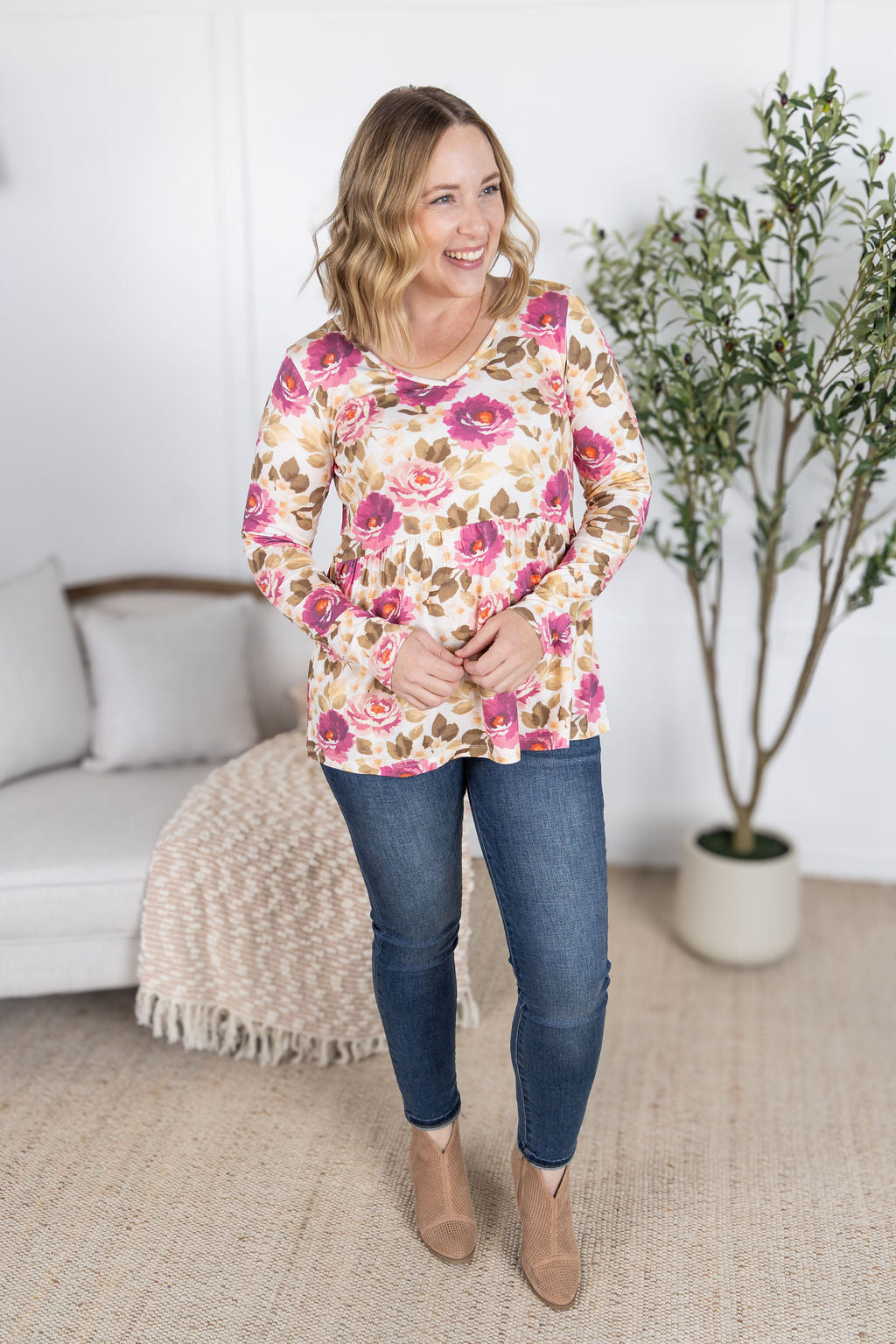 PREBOOK Long Sleeve Sarah Ruffle Top - Autumn Blossom