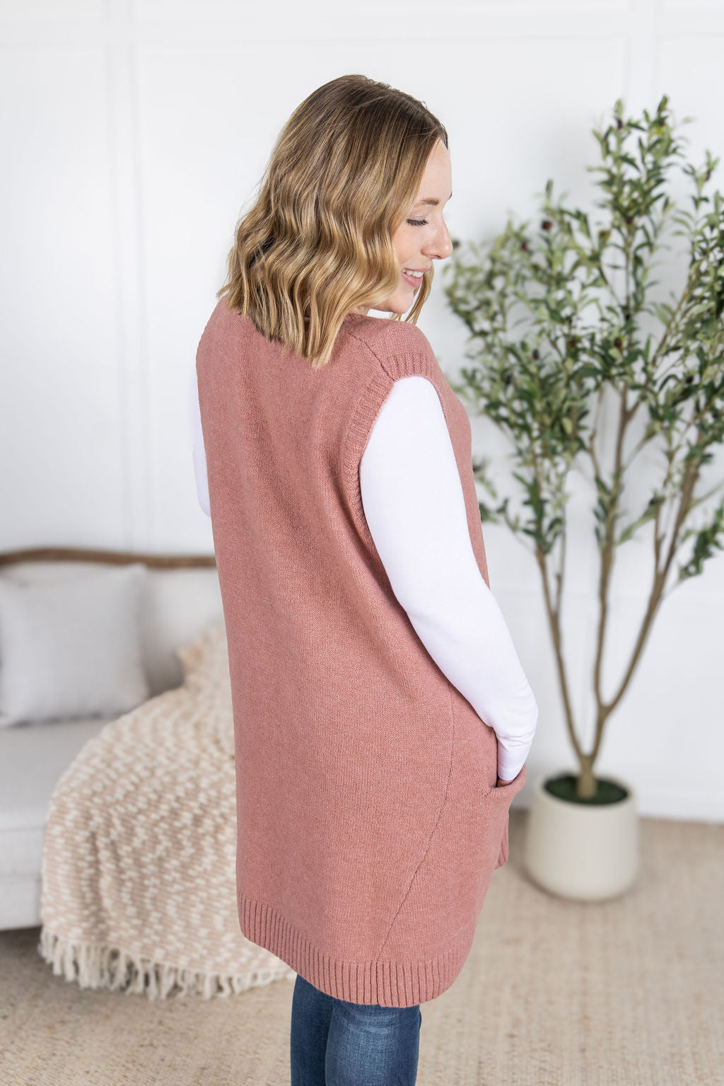 PREBOOK Tunic Sweater Vest - Rose