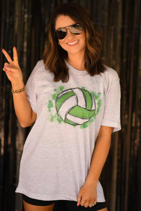 Green Volleyball Splatter Tee