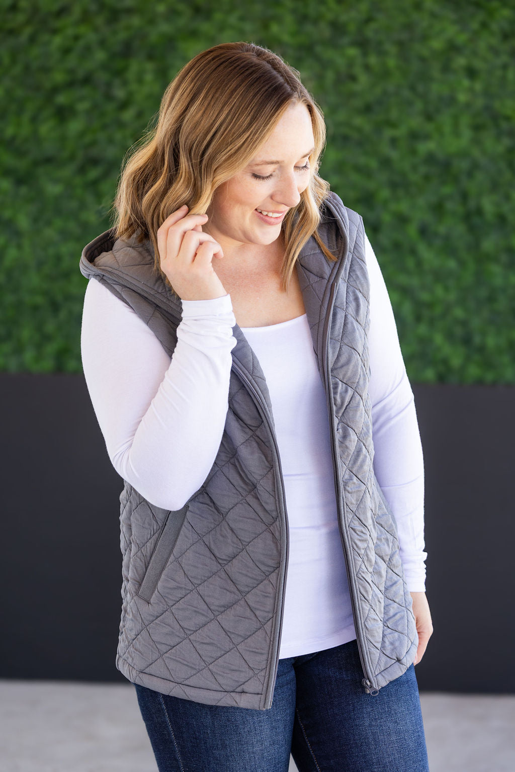 IN STOCK Heather Hooded Vest - Grey