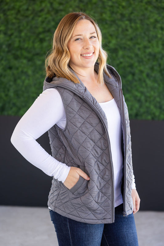 IN STOCK Heather Hooded Vest - Grey