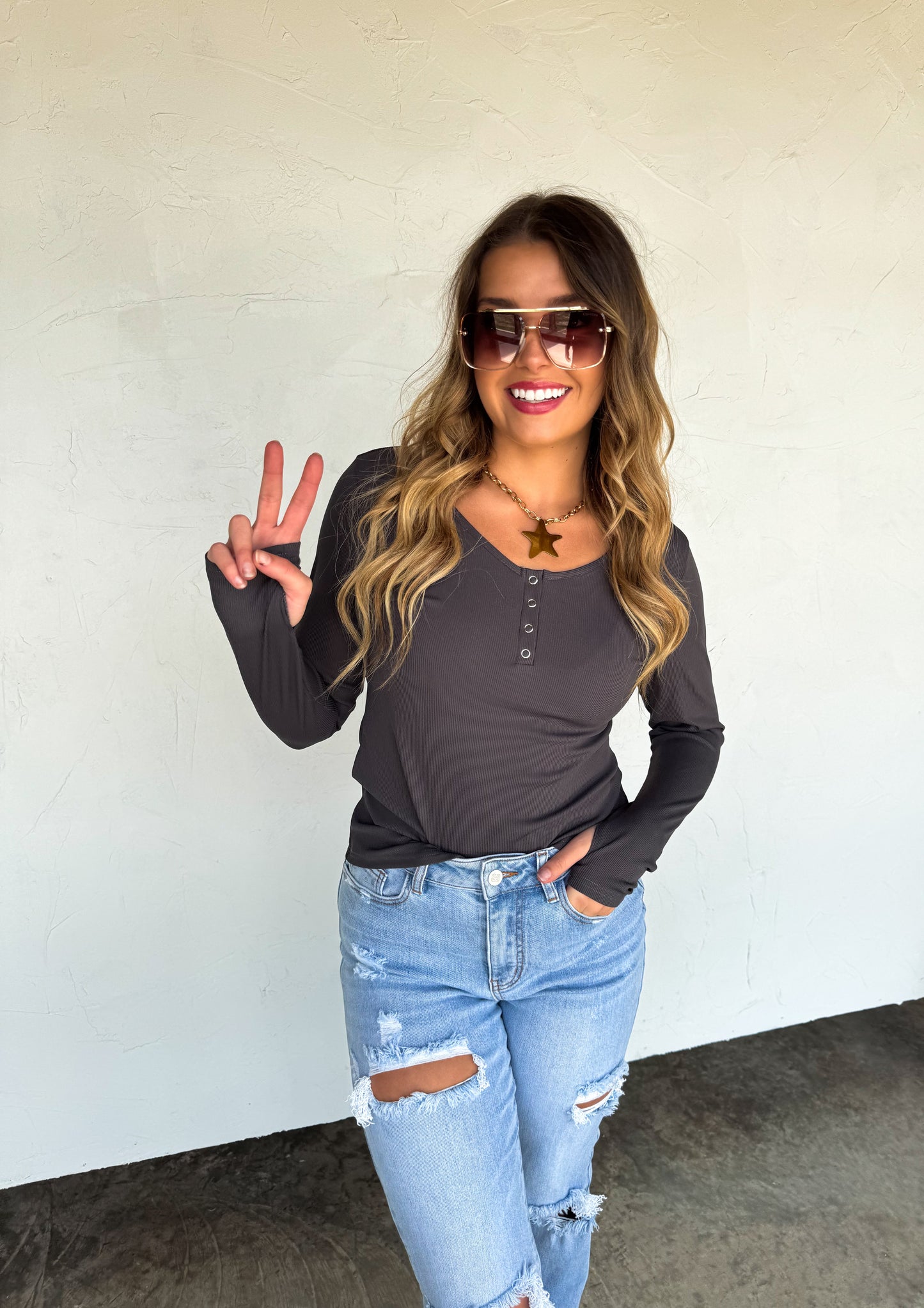 PREORDER- FALL BROOKLYN SNAP HENLEY TOP