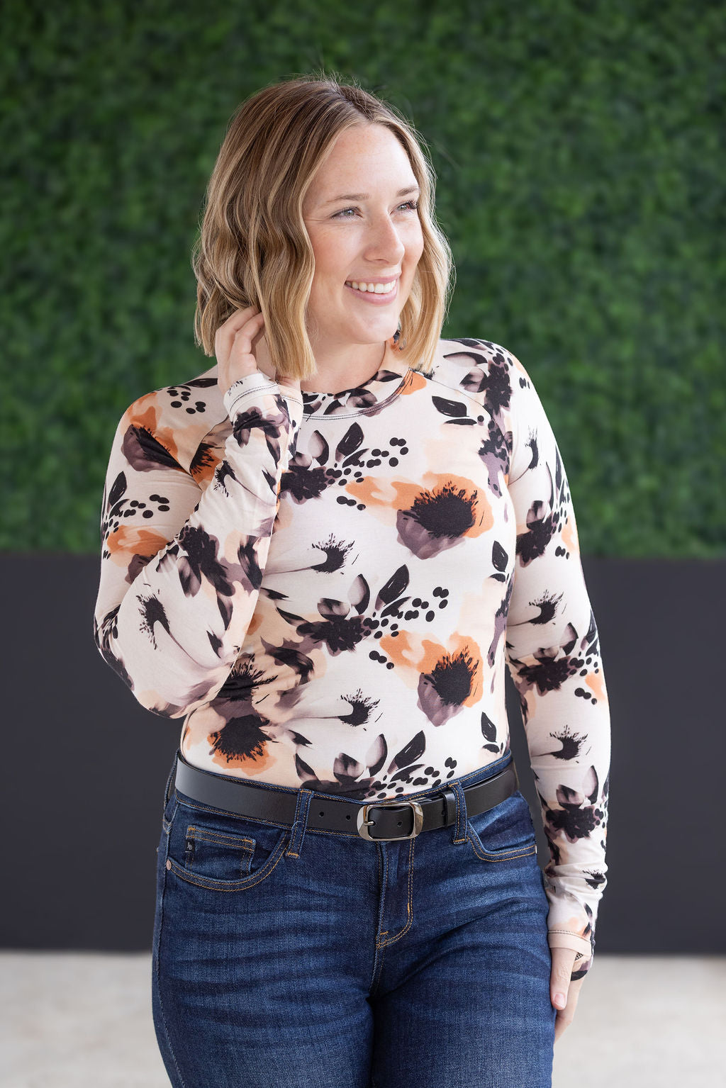 IN STOCK Blair Long Sleeve Top - Neutral Abstract