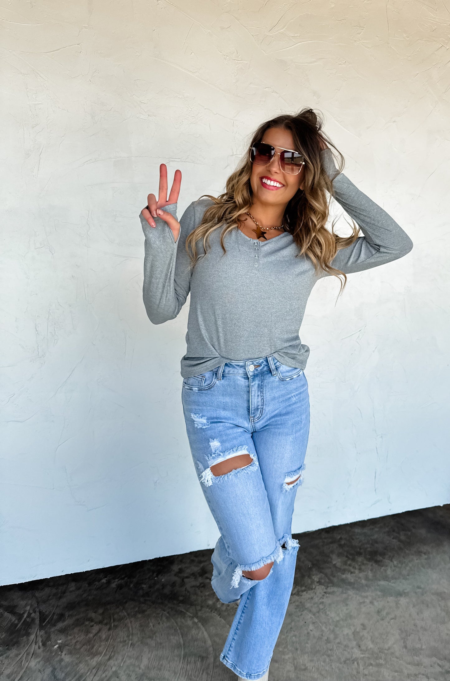 PREORDER- FALL BROOKLYN SNAP HENLEY TOP