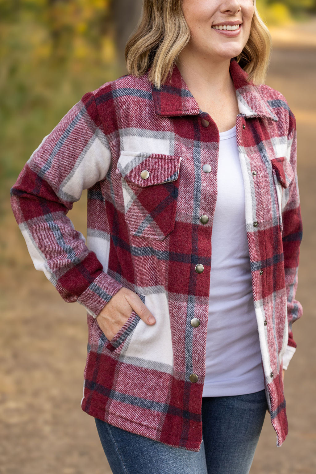 plaid merlot and grey mix womens shacket