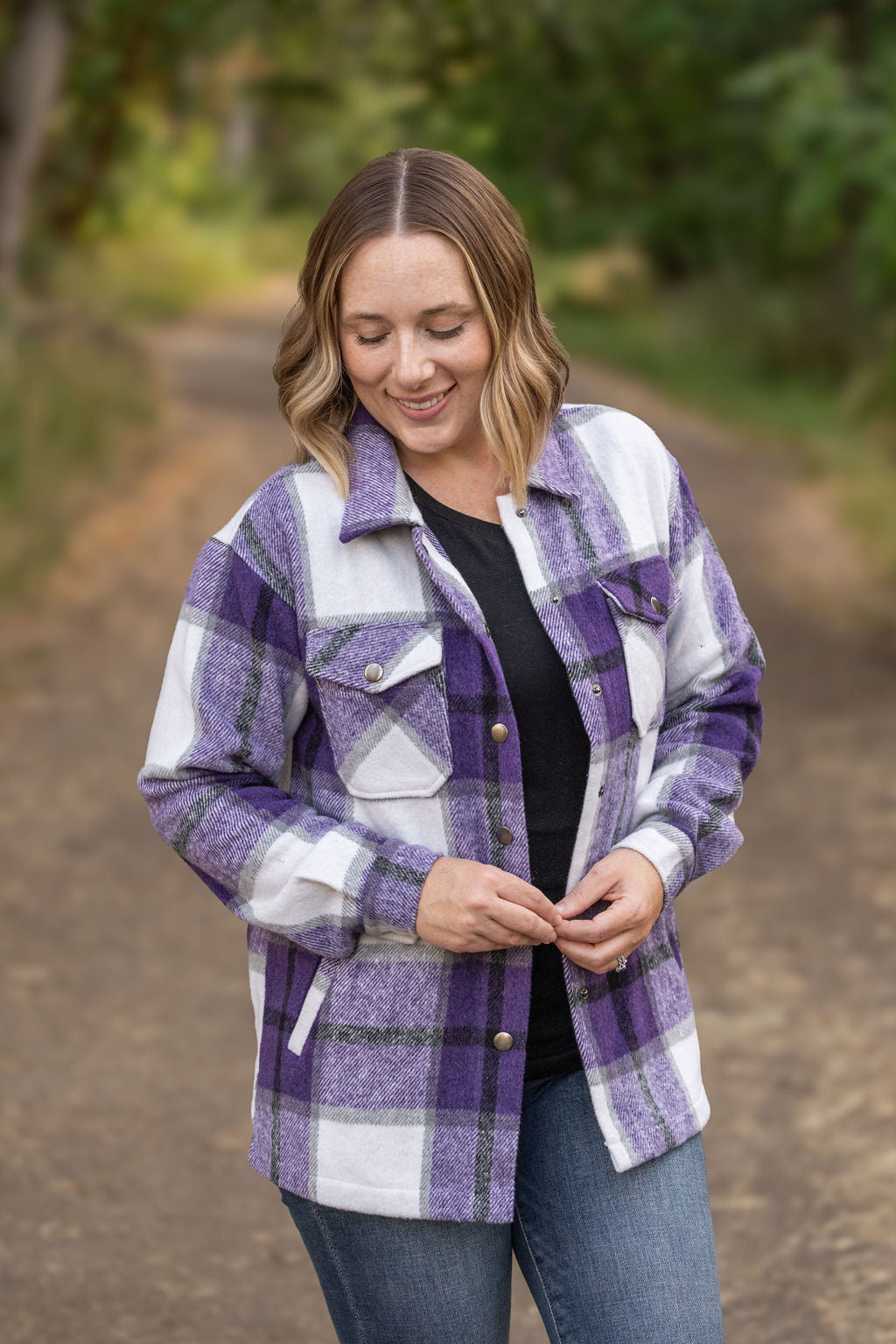 IN STOCK Norah Plaid Shacket - Purple Mix