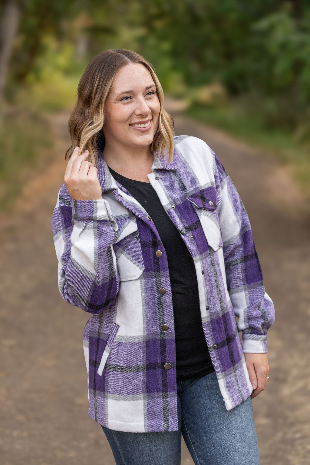 IN STOCK Norah Plaid Shacket - Purple Mix