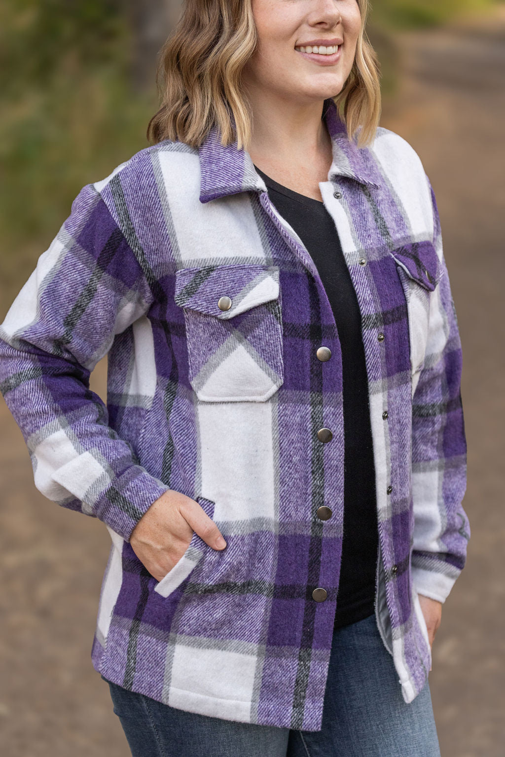 plaid purple womens shacket