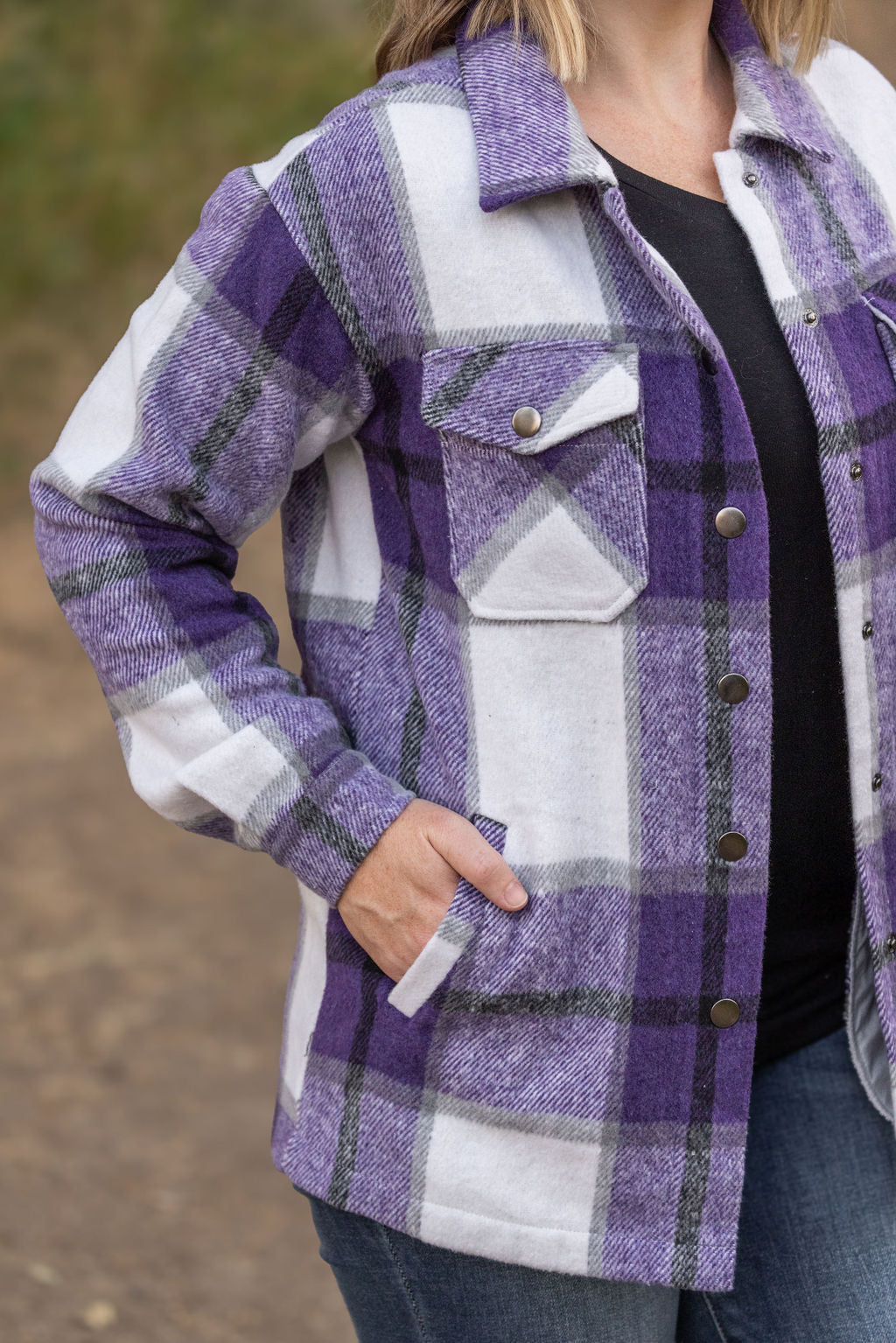 IN STOCK Norah Plaid Shacket - Purple Mix