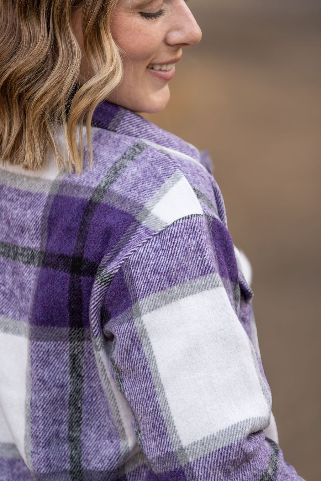 IN STOCK Norah Plaid Shacket - Purple Mix