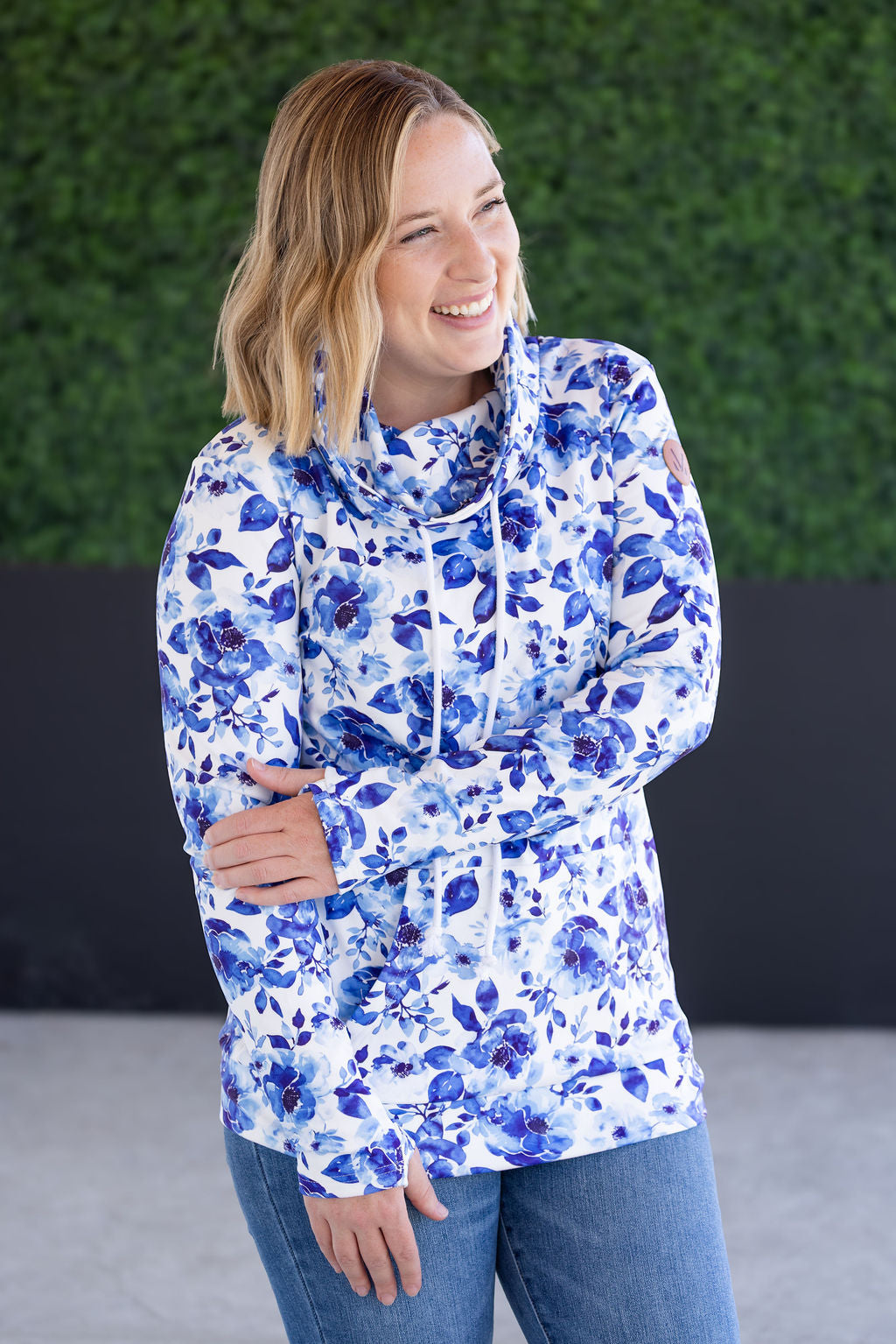 IN STOCK Soft Funnel Neck - Sapphire Floral