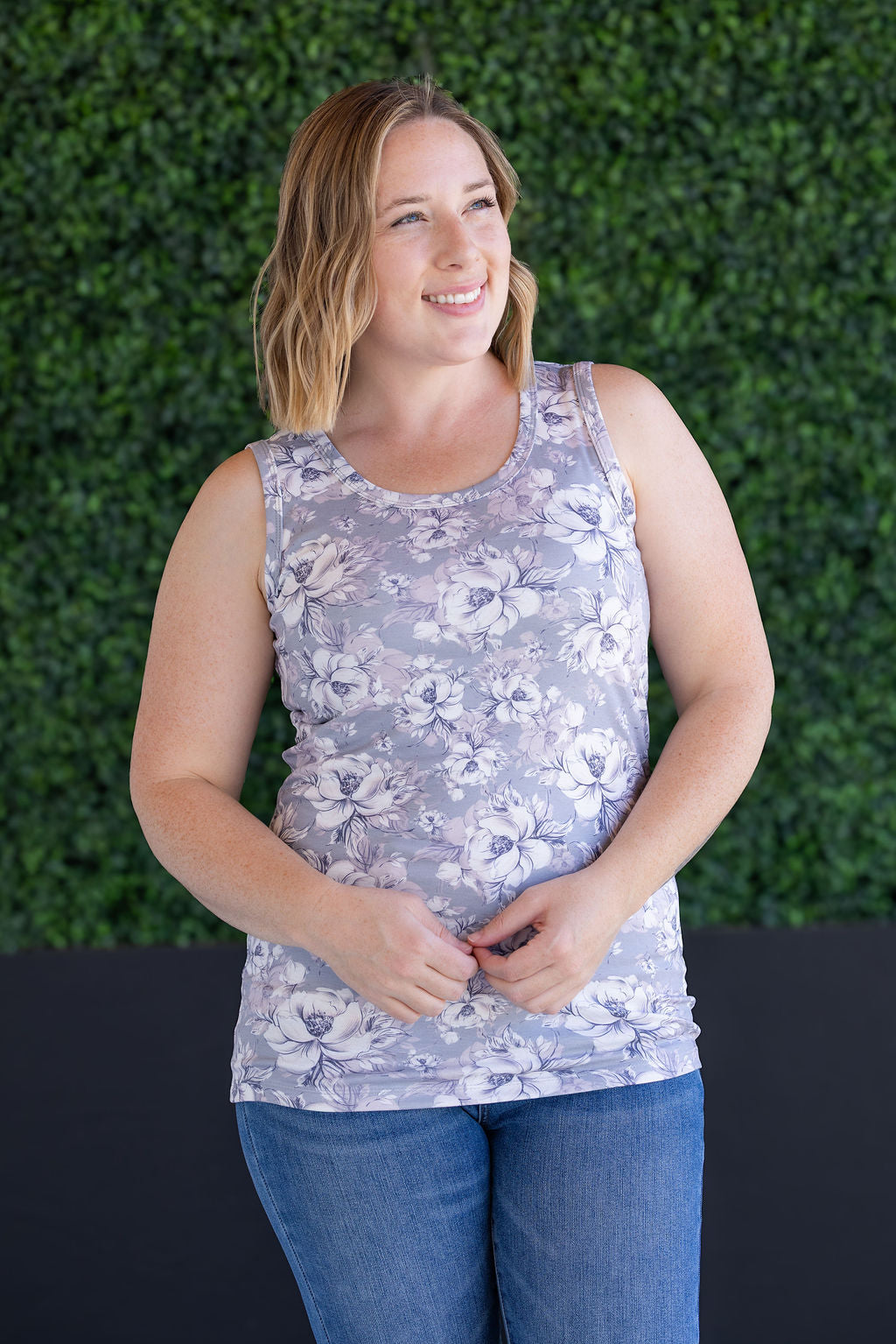 IN STOCK Ava Tank - Vintage Grey Floral