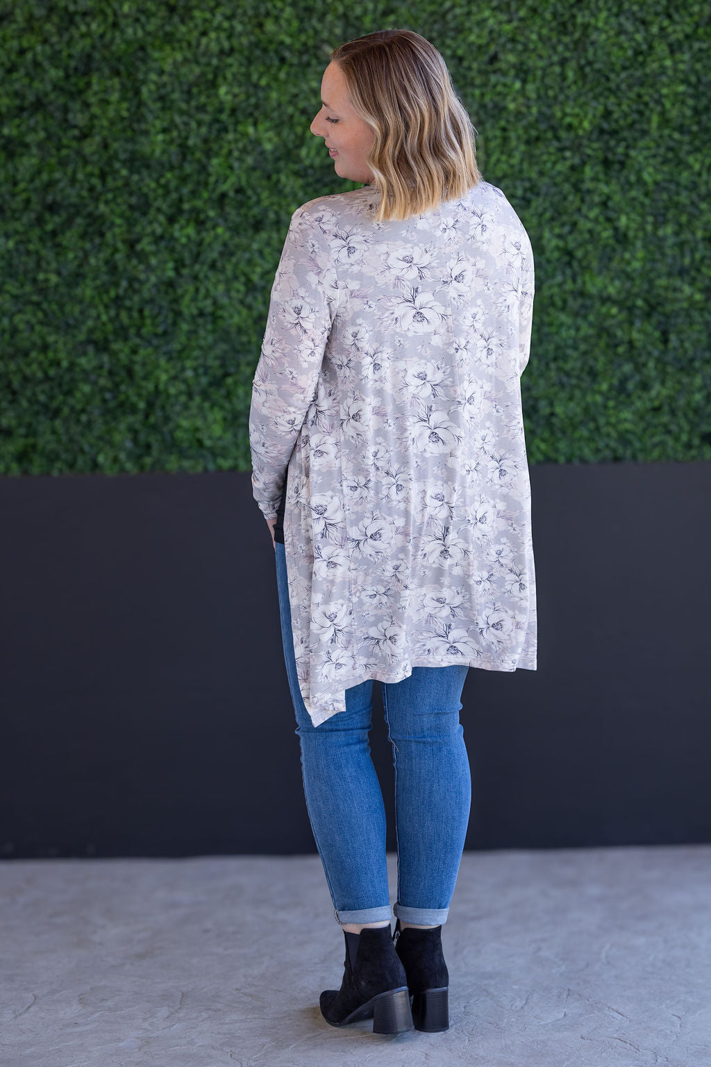 IN STOCK Classic Cardigan - Vintage Grey Floral