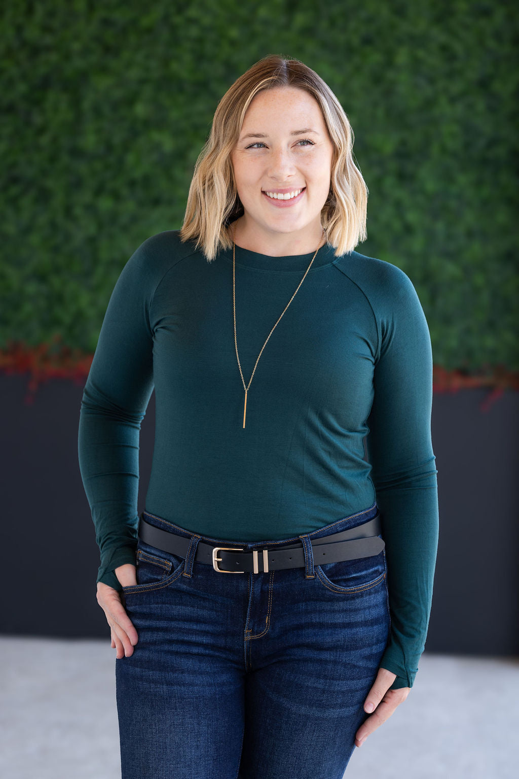 IN STOCK Blair Long Sleeve Top - Hunter Green