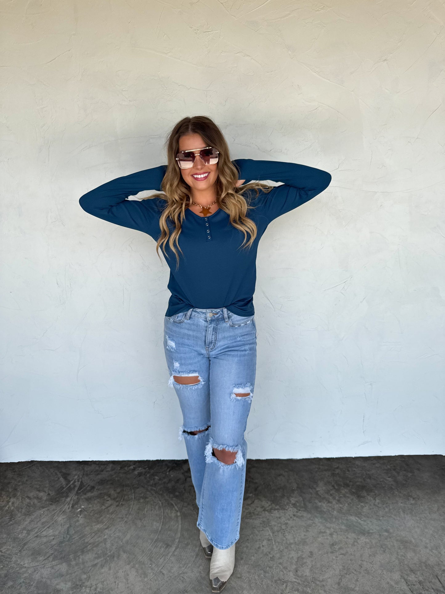 PREORDER- FALL BROOKLYN SNAP HENLEY TOP