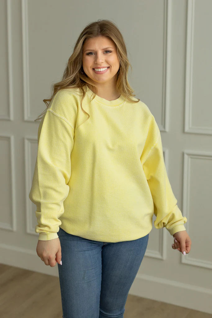 DAFFODIL - Essential Luxe Corded Crew Sweatshirt