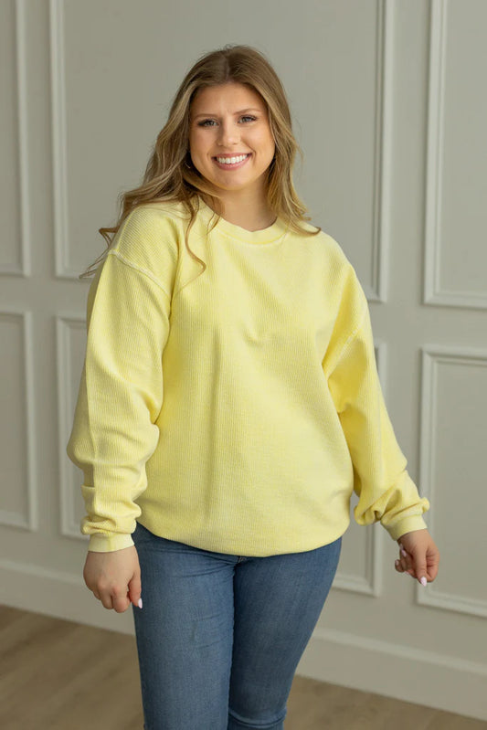 DAFFODIL - Essential Luxe Corded Crew Sweatshirt
