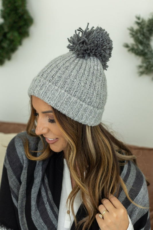 womens heather gray beanie winter fashion accessory