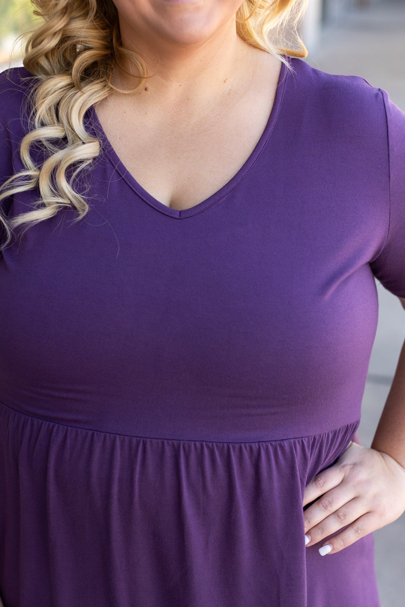 IN STOCK Sarah Ruffle Short Sleeve - Dark Purple