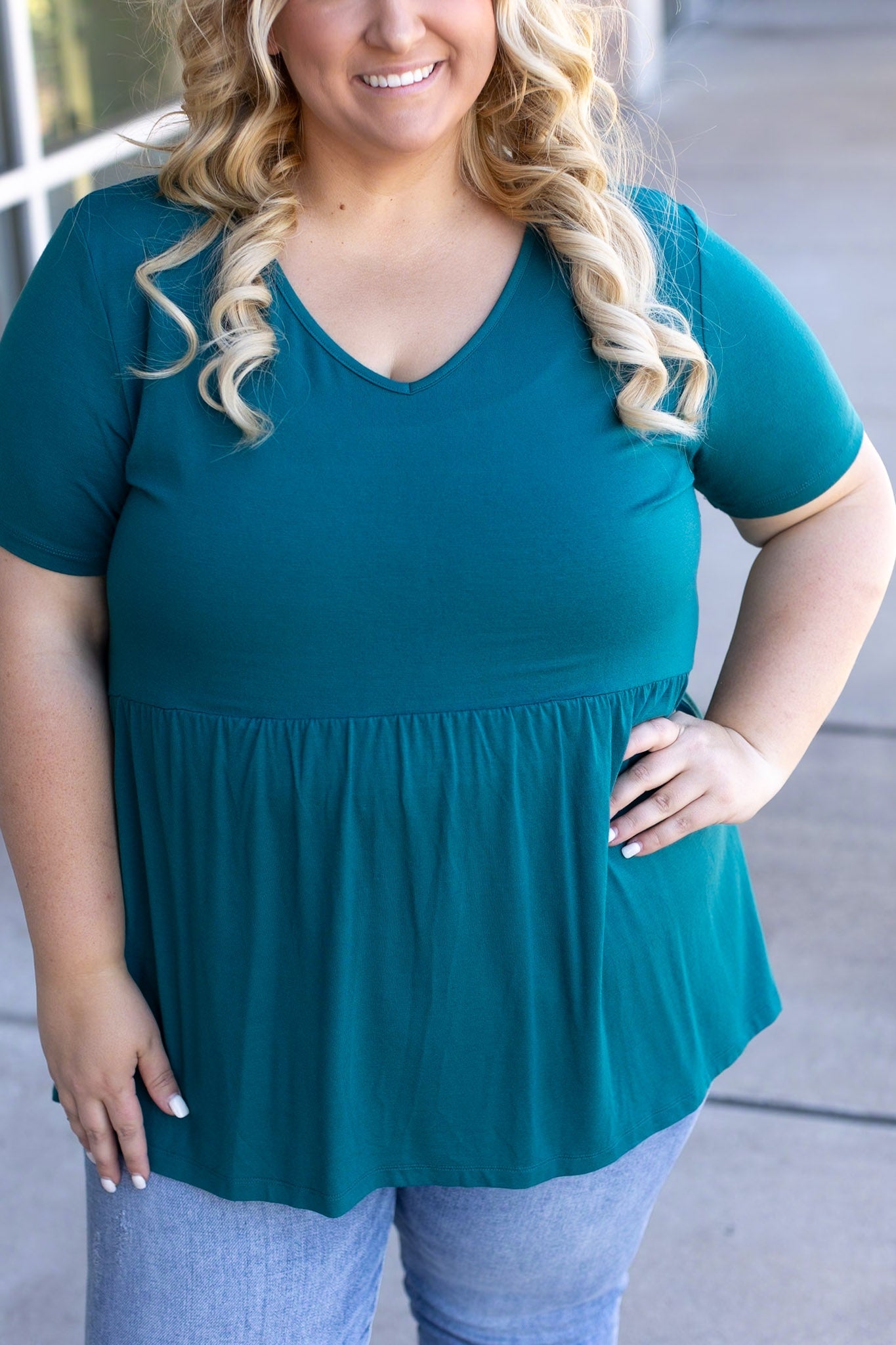 IN STOCK Sarah Ruffle Short Sleeve - Teal