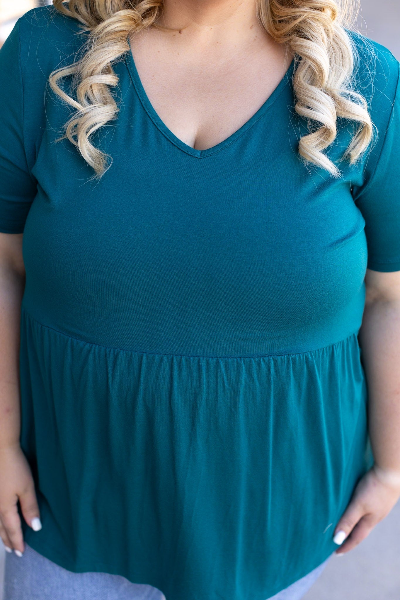 IN STOCK Sarah Ruffle Short Sleeve - Teal