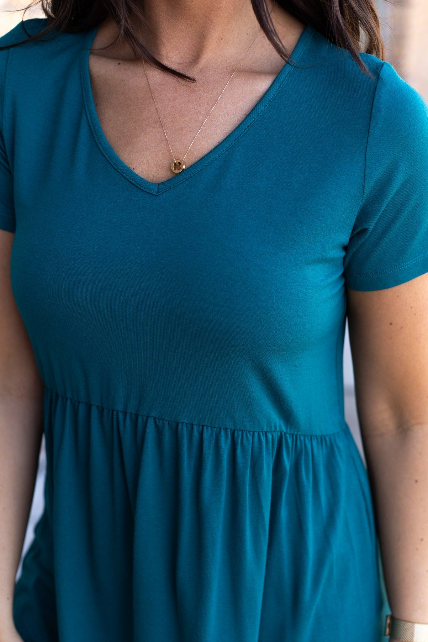 IN STOCK Sarah Ruffle Short Sleeve - Teal