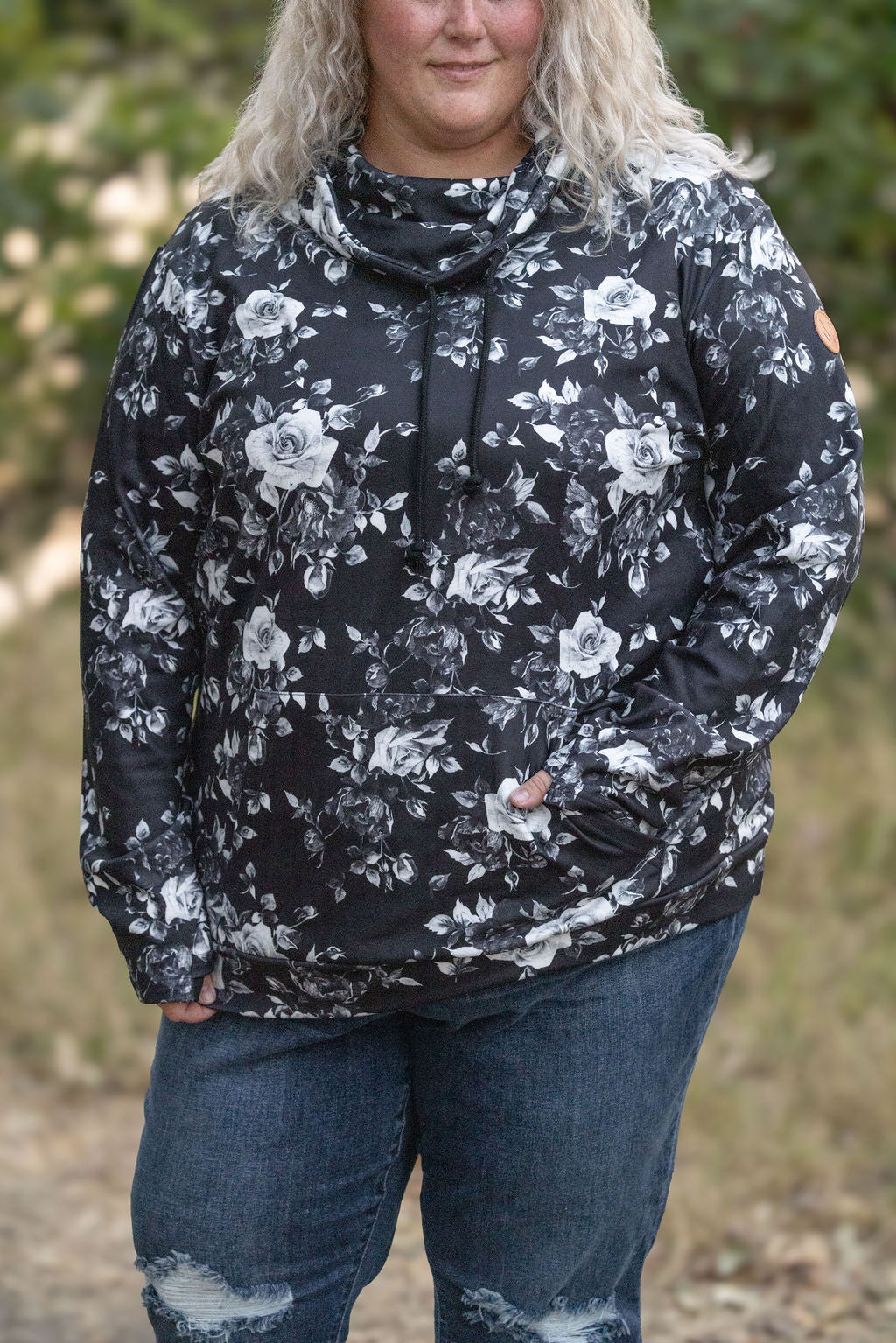 IN STOCK Soft Funnel Neck - Black Floral