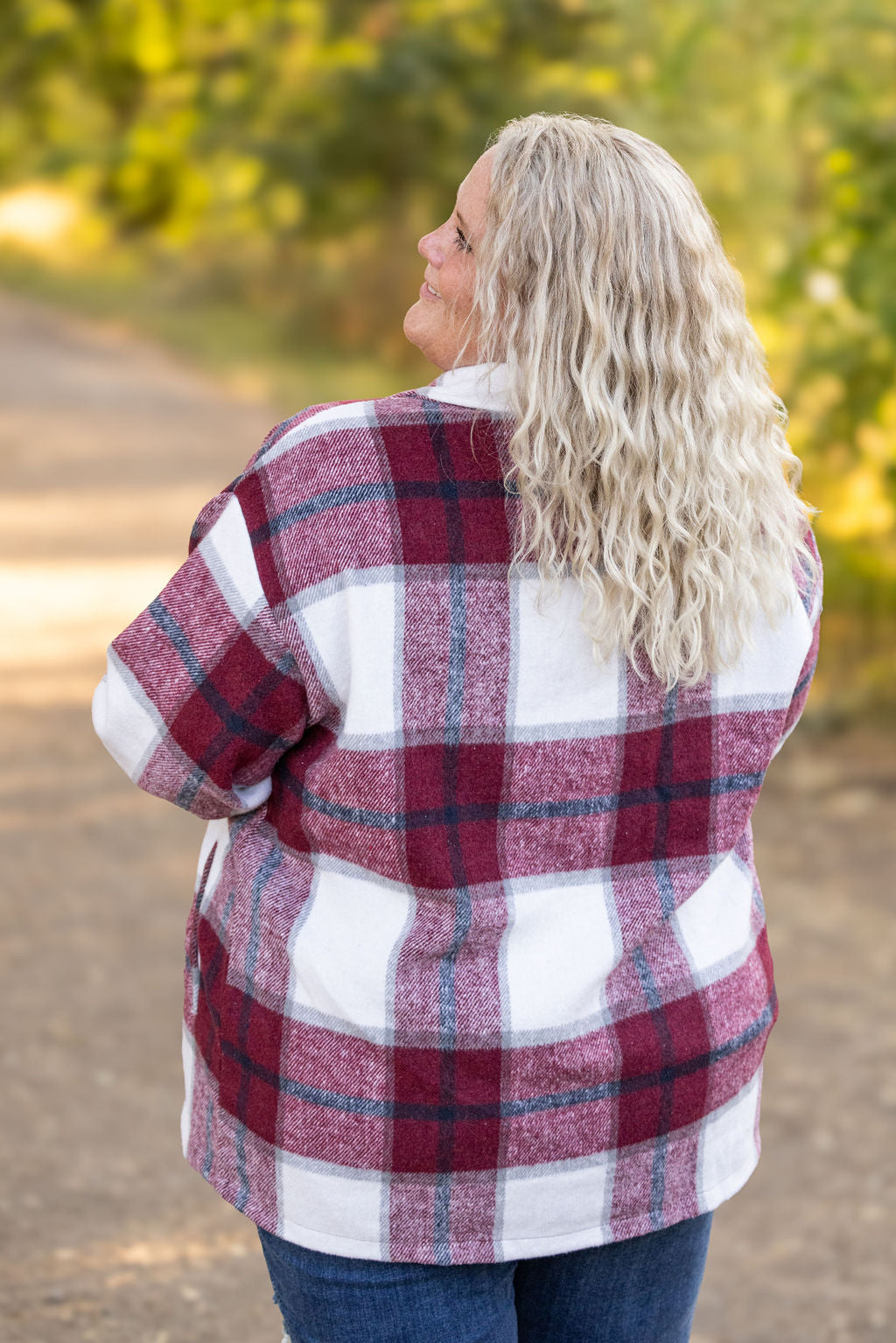 IN STOCK Norah Plaid Shacket - Merlot and Grey Mix