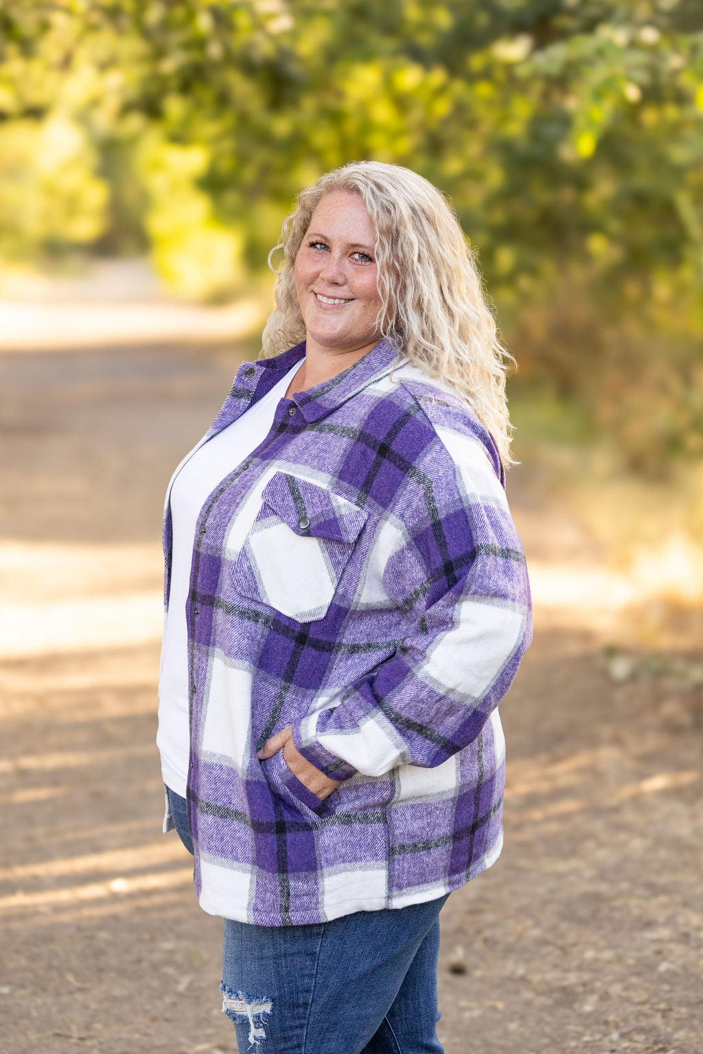 IN STOCK Norah Plaid Shacket - Purple Mix