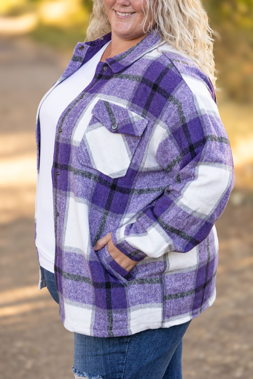 IN STOCK Norah Plaid Shacket - Purple Mix