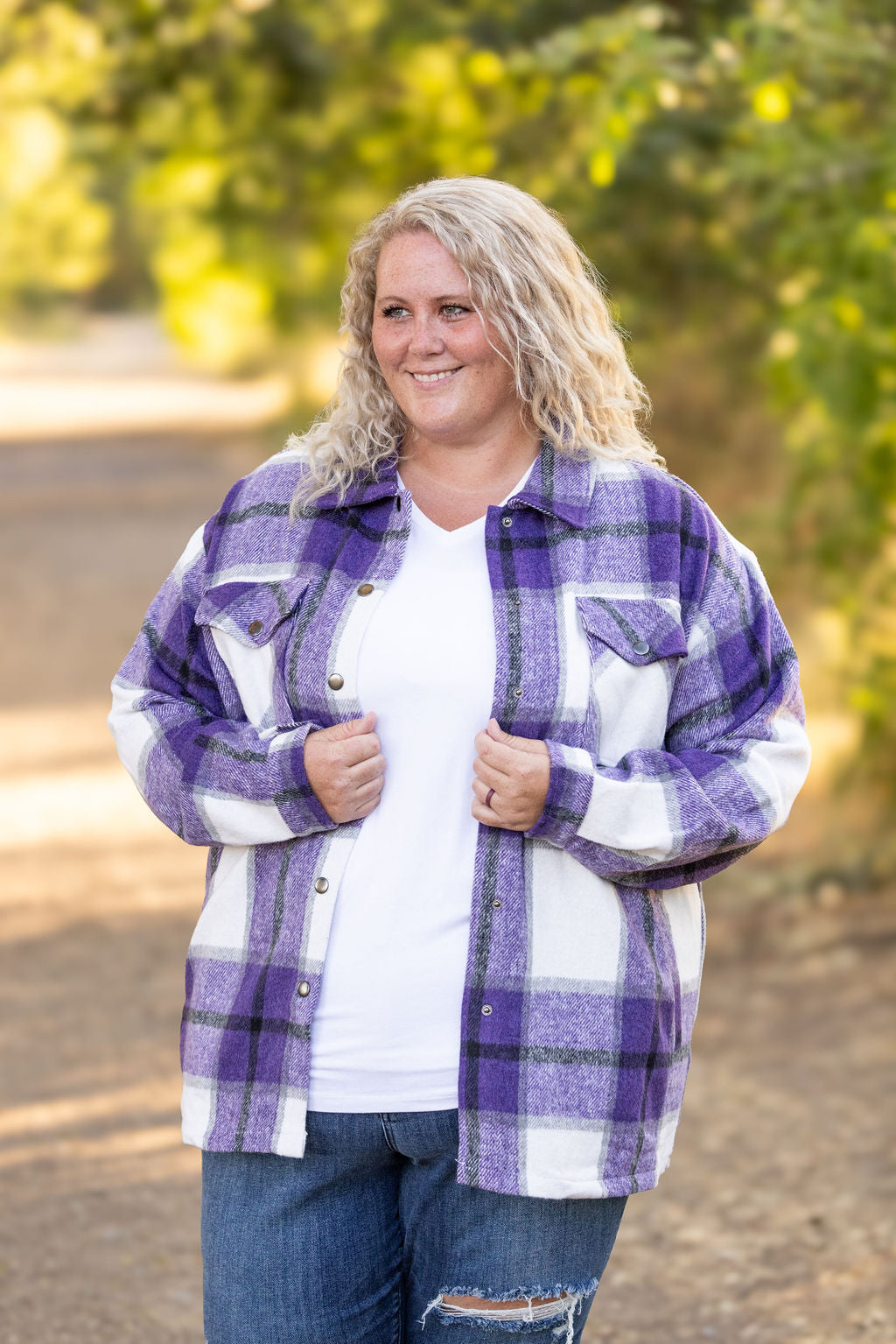 IN STOCK Norah Plaid Shacket - Purple Mix