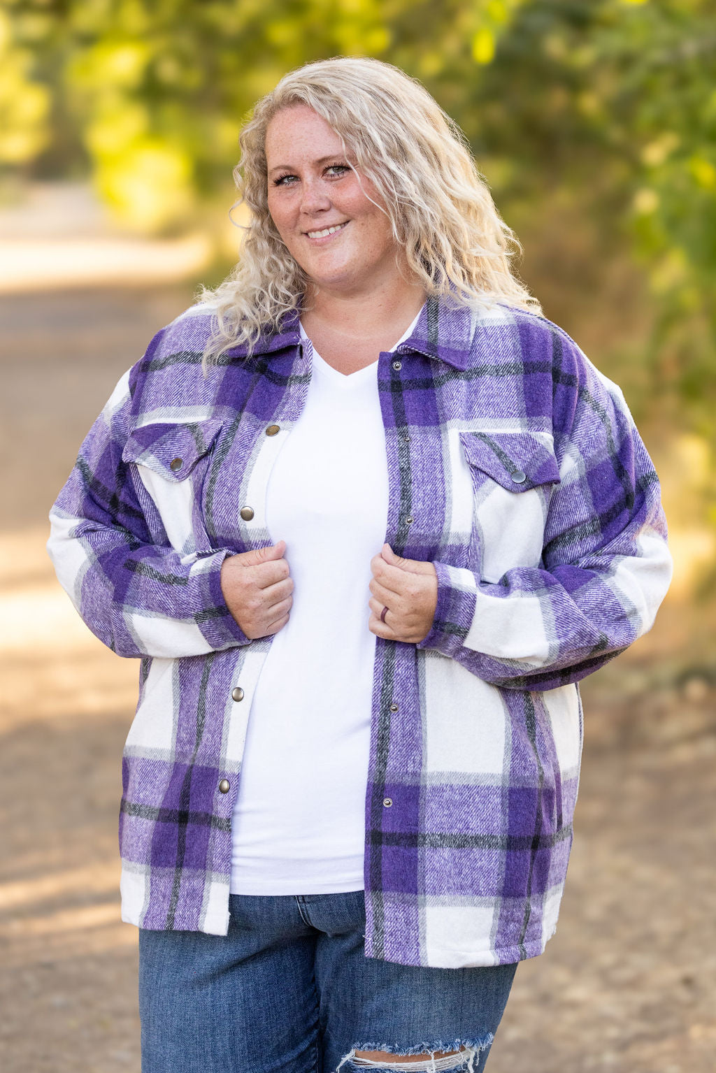 IN STOCK Norah Plaid Shacket - Purple Mix